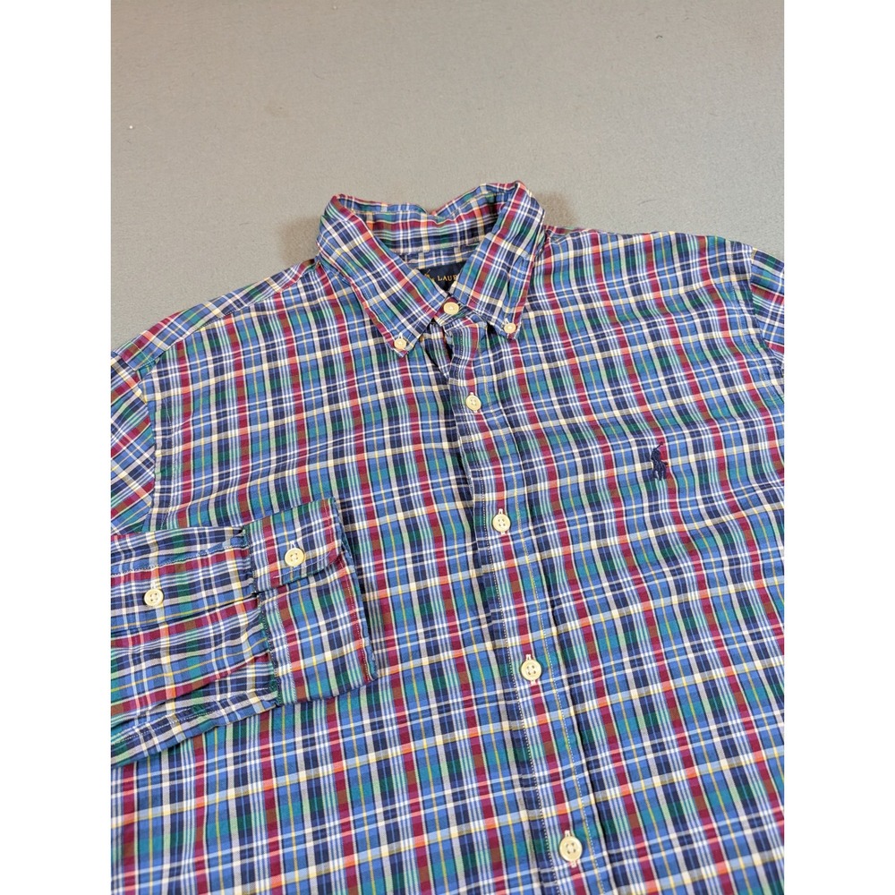 Ralph Lauren Plaid Button Down Shirt Mens Medium Long Sleeve Plaid Preppy